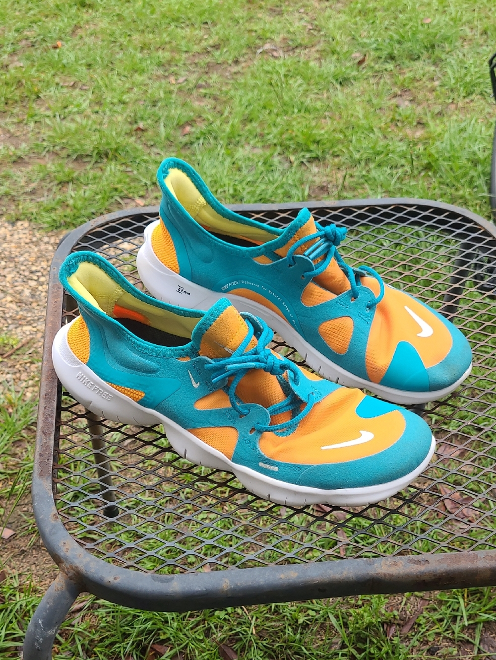 Nike Free Teal and Orange Lightweight Training Sneakers Size 8